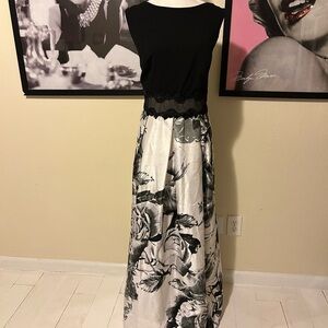 Elegant Black and White Maxi Dress